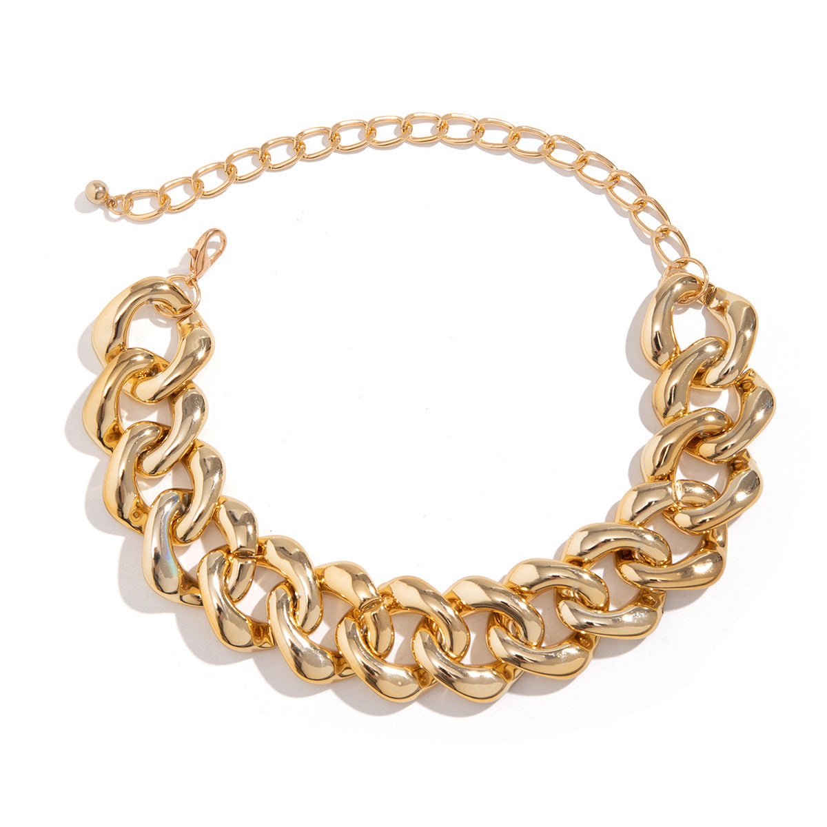 Glossy wide-link necklace with bold statement style - Argit