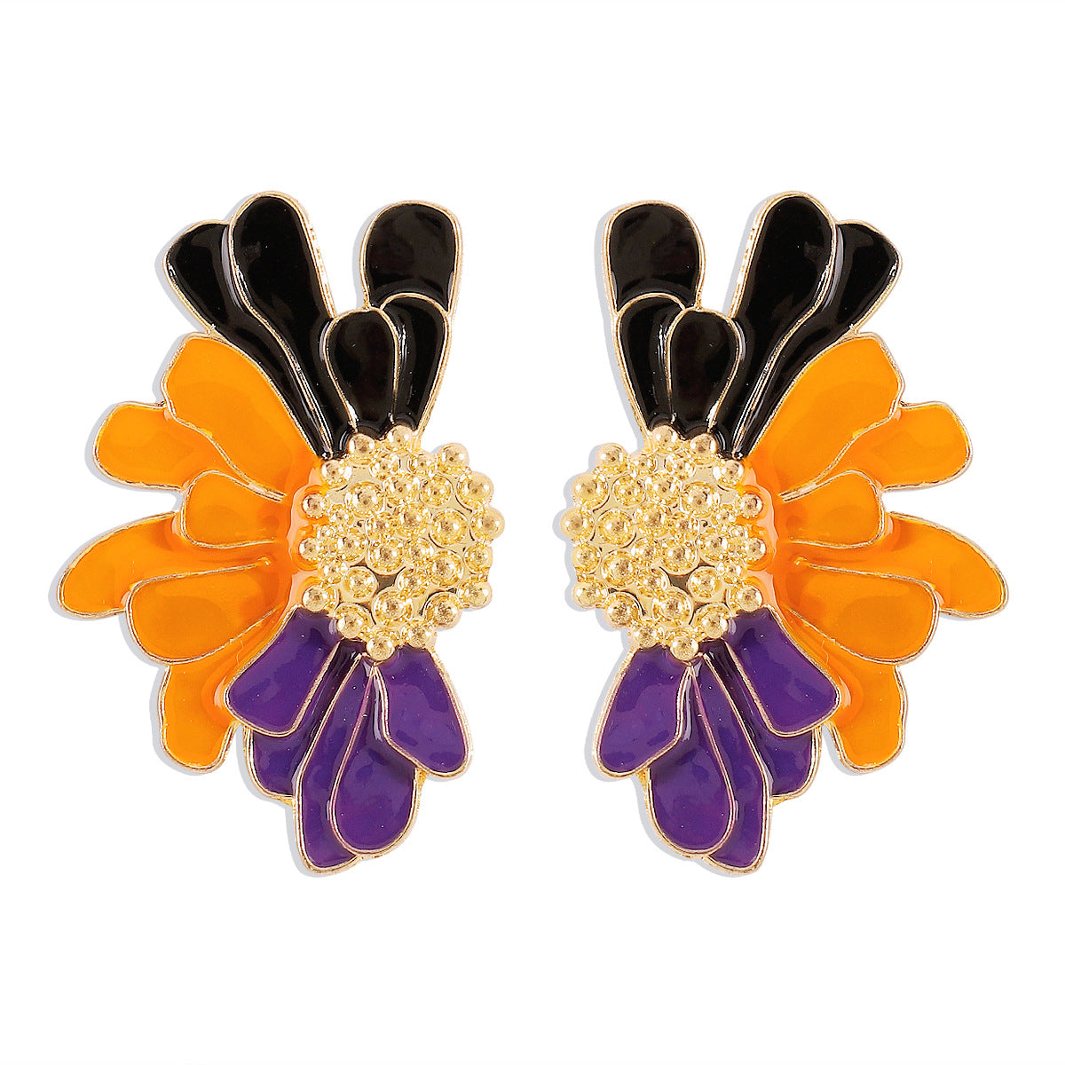 enamel daisy stud earring with gold beaded center – FLORENCE