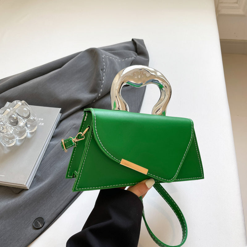 heart-handle mini bag with geometric flap – LEXIE