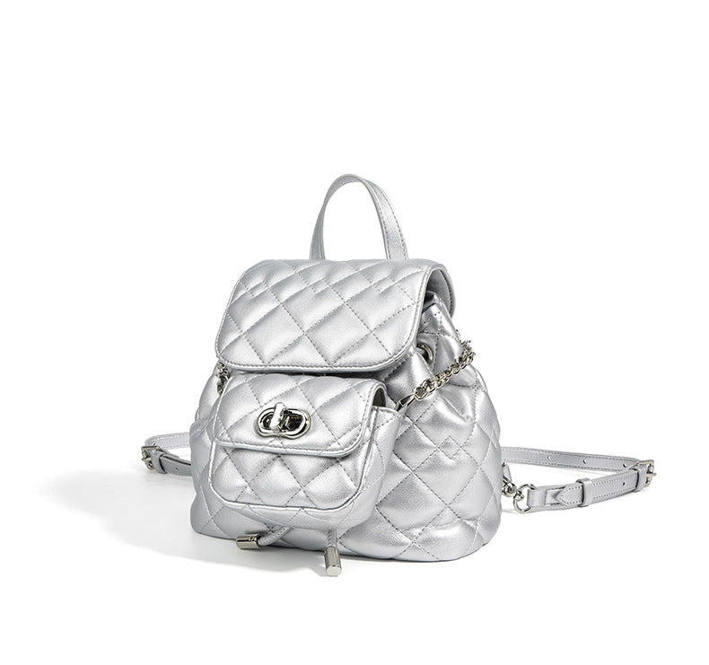 quilted mini backpack with chain detail – RUBY