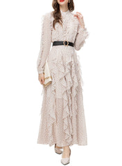 printed ruffle-trim maxi dress – Fyqttvs