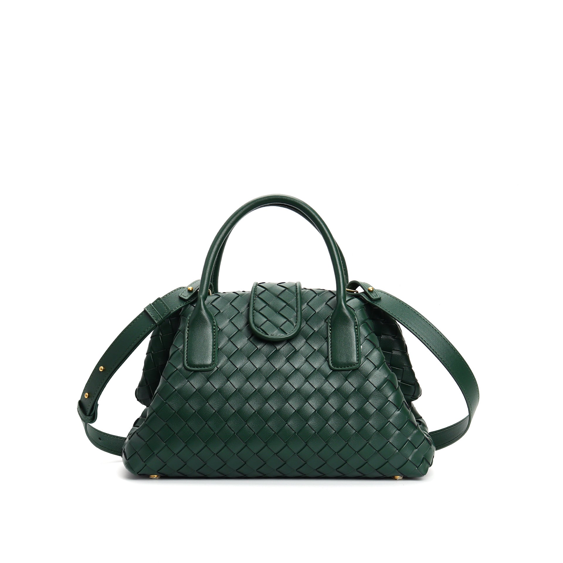 woven leather bag with magnetic flap - REINZA