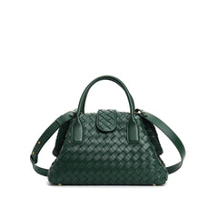 woven leather bag with magnetic flap - REINZA