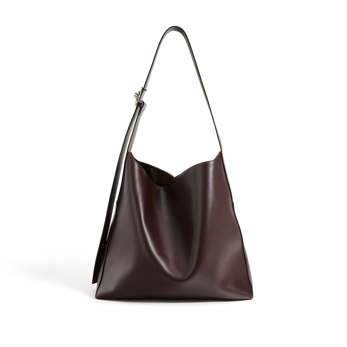 structured leather tote with wide strap – VERA