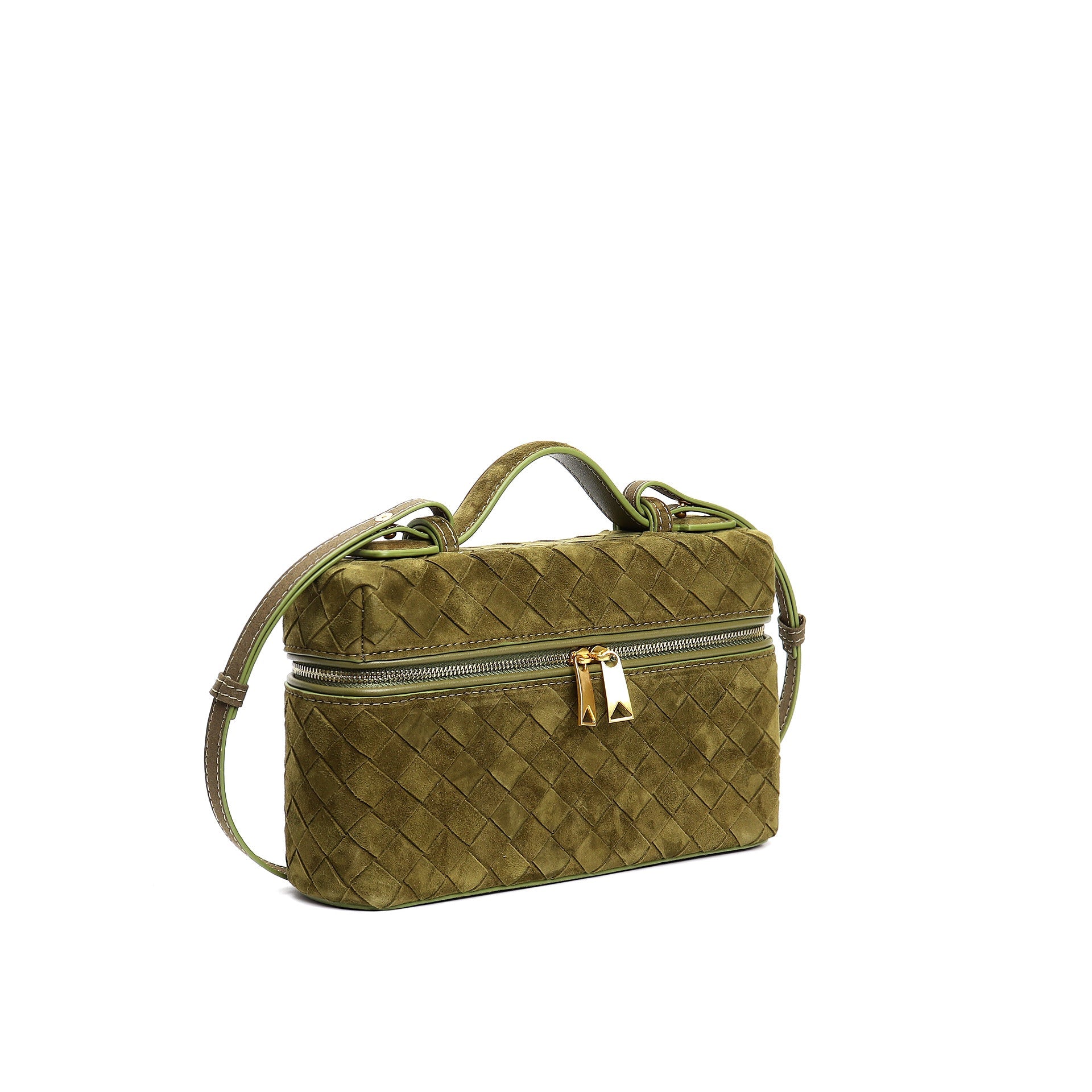 structured suede vanity bag with top handle - NOYA