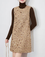 sleeveless tweed shift dress with sequin details – NOVAT