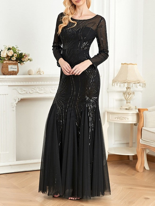 sequined mermaid gown with starburst pattern – Fistwqh