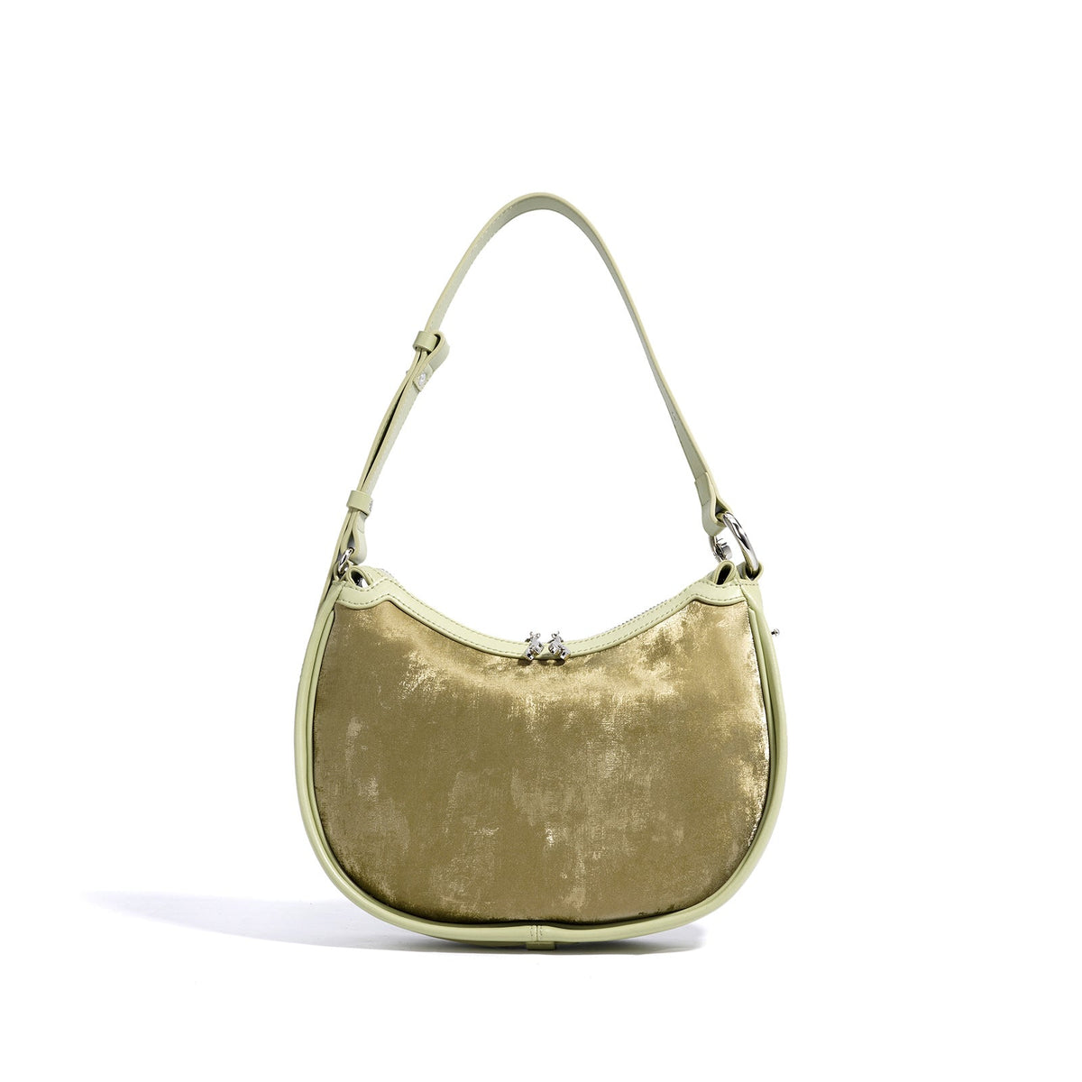shimmered velvet shoulder bag with curved silhouette - IRISID