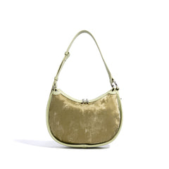 shimmered velvet shoulder bag with curved silhouette - IRISID