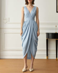 Sleeveless wrap dress with draped skirt - Yasmina