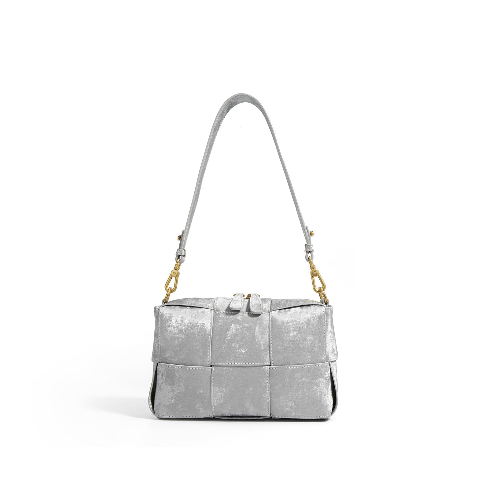 metallic patchwork shoulder bag with gold hardware – STELLA