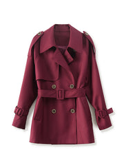 double-breasted short trench jacket with tie belt - ARYAB
