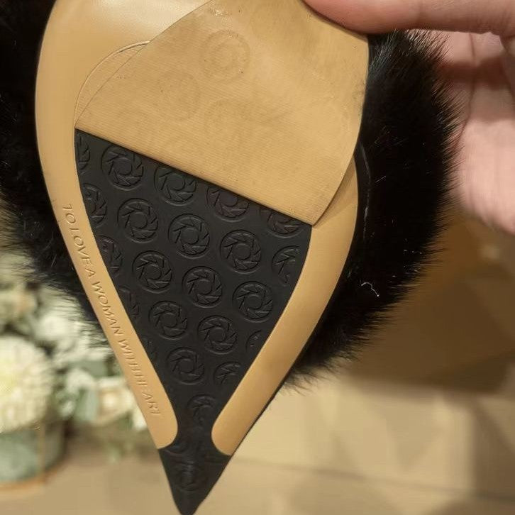 pointed-toe stiletto heel with fur trim - Nolza