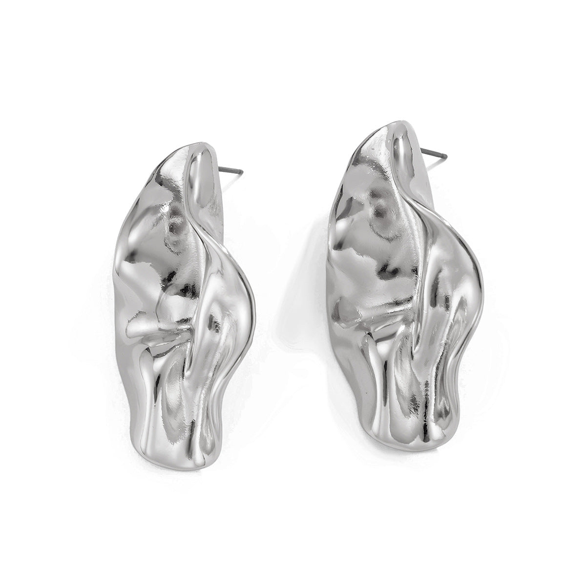 abstract sculpted stud earrings with melted metal finish - Nayam