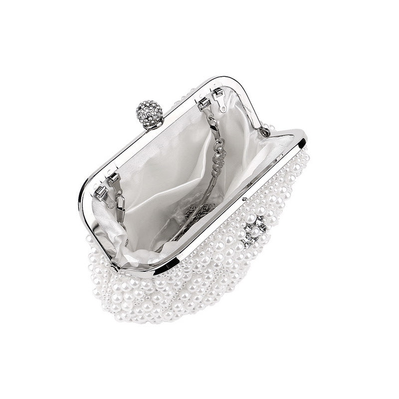 beaded pearl clutch with crystal clasp - RoviL