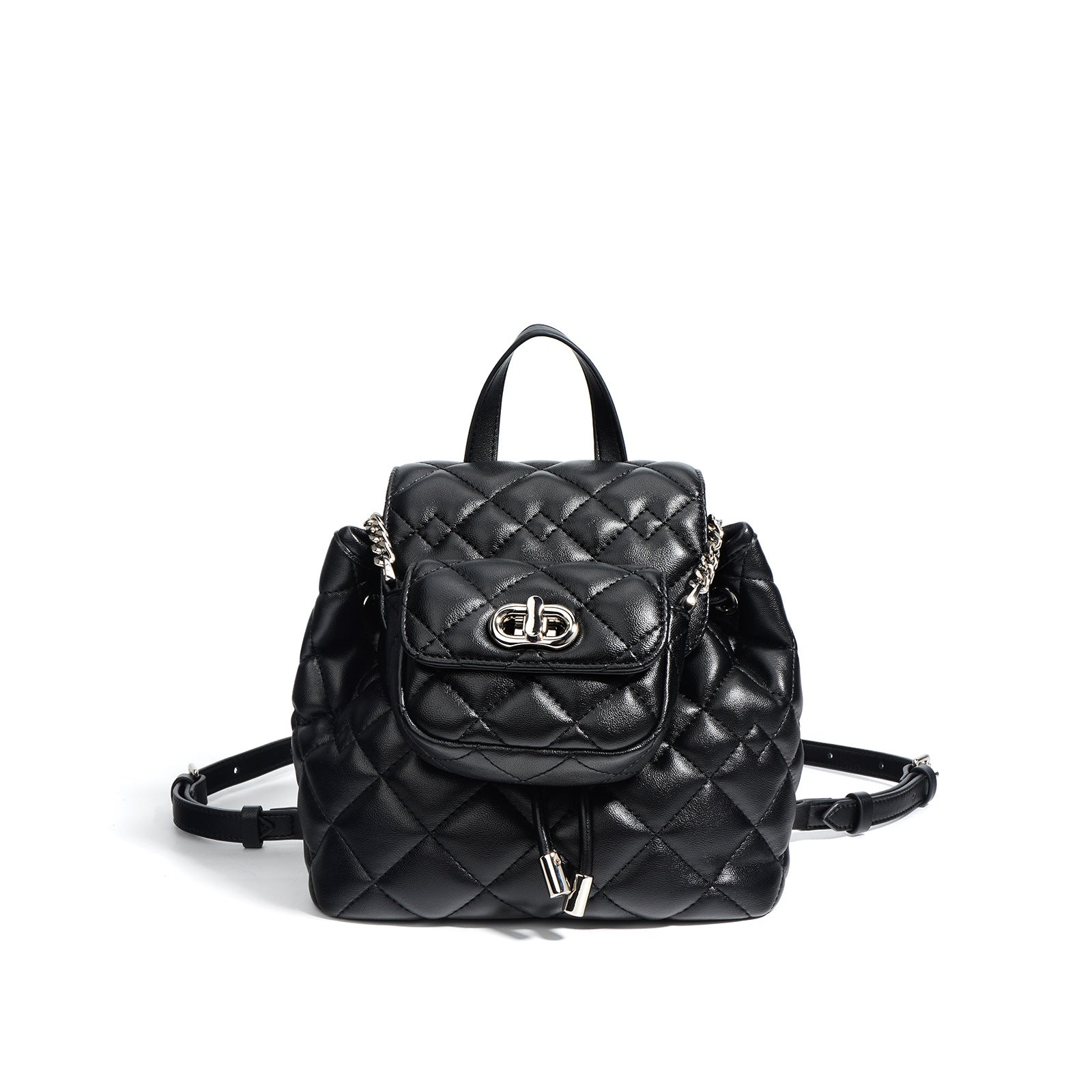 quilted mini backpack with chain detail – RUBY
