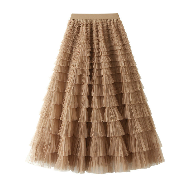 Multi-layered midi skirt with elastic waistband - Sidvu