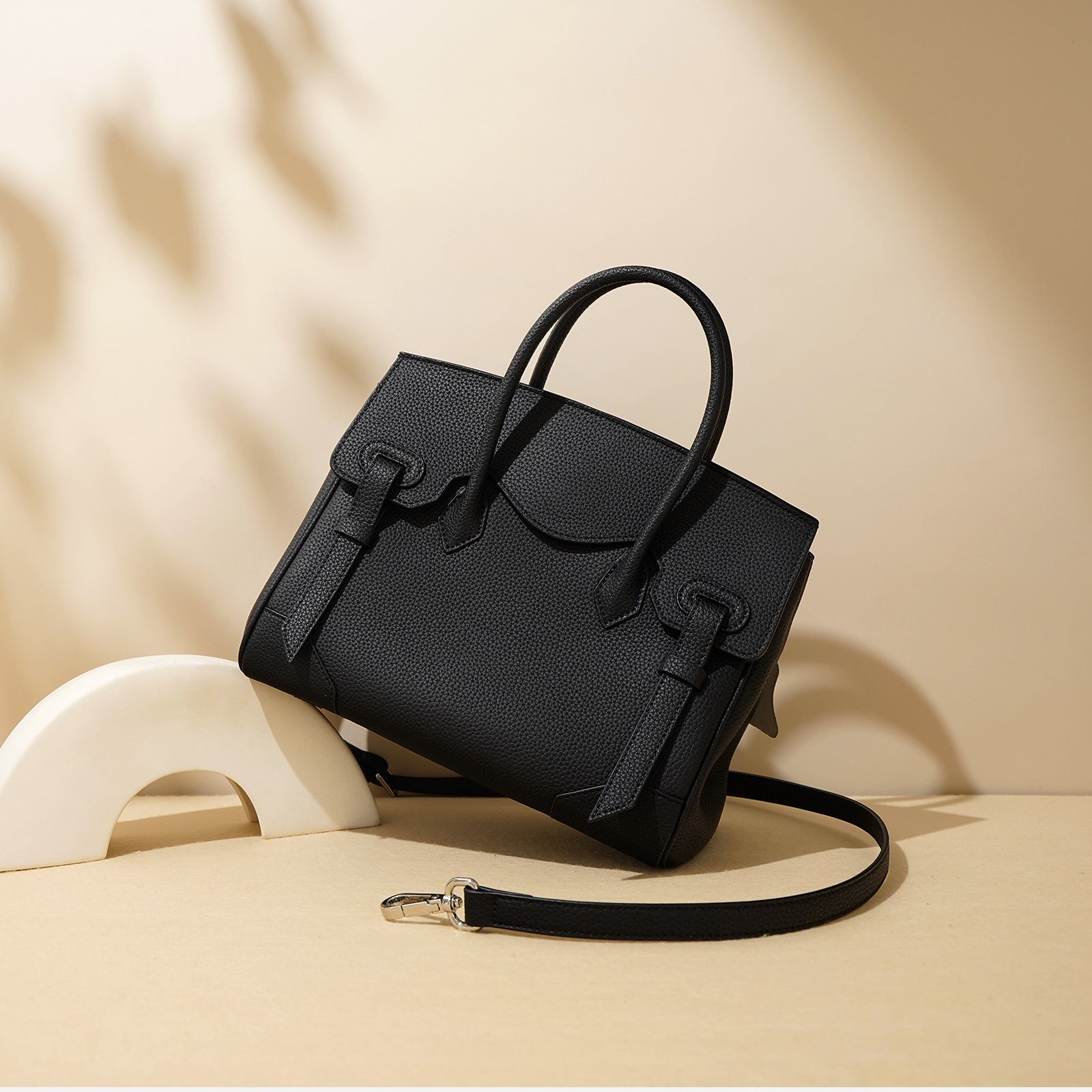 mini top-handle satchel with buckle detail – VERA