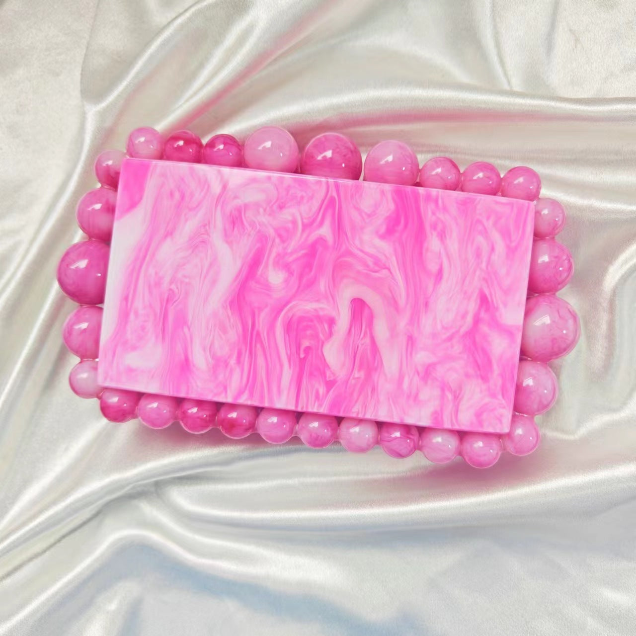 Rectangular marbled clutch with pearl accents - Minsu
