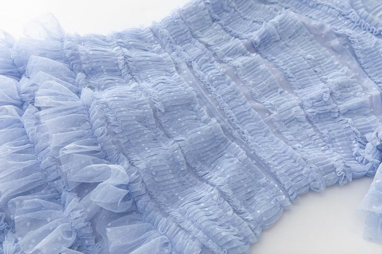 Tiered ruffle tulle midi dress – Gelseye