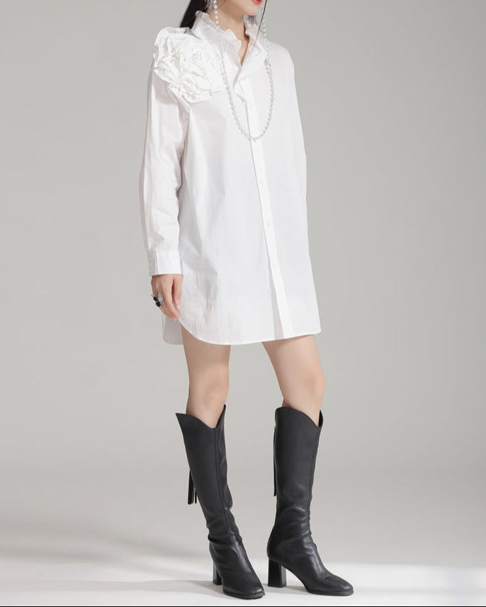 Puff sleeve shirt with floral embellishment - Enitu