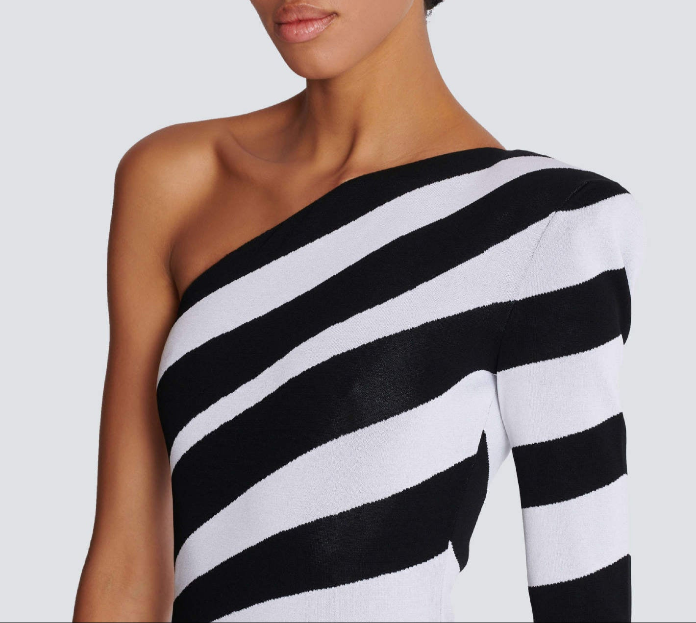 One-shoulder bodycon dress with bold swirl stripes - Zilker