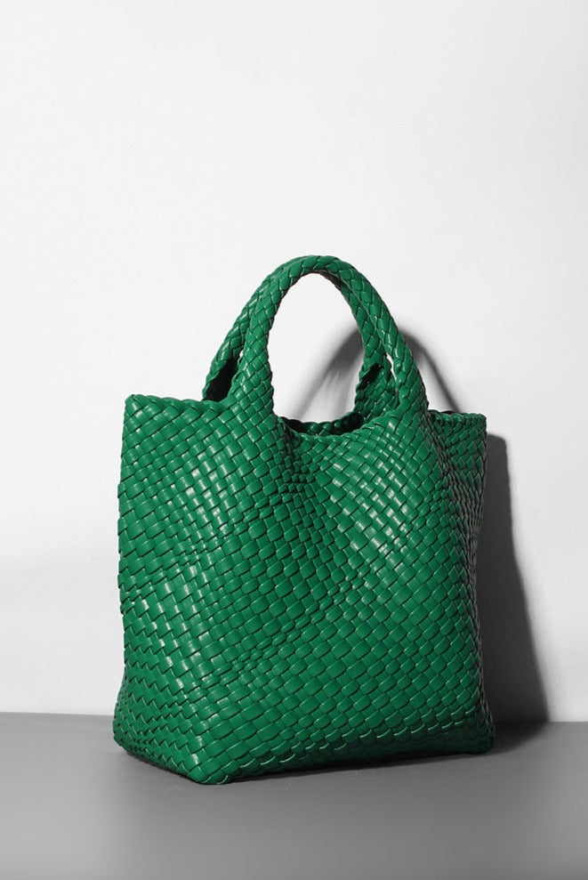 woven leather tote bag with top handles - Aaatrti