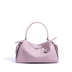 soft-structured zip satchel with curved handle - LUNETRE