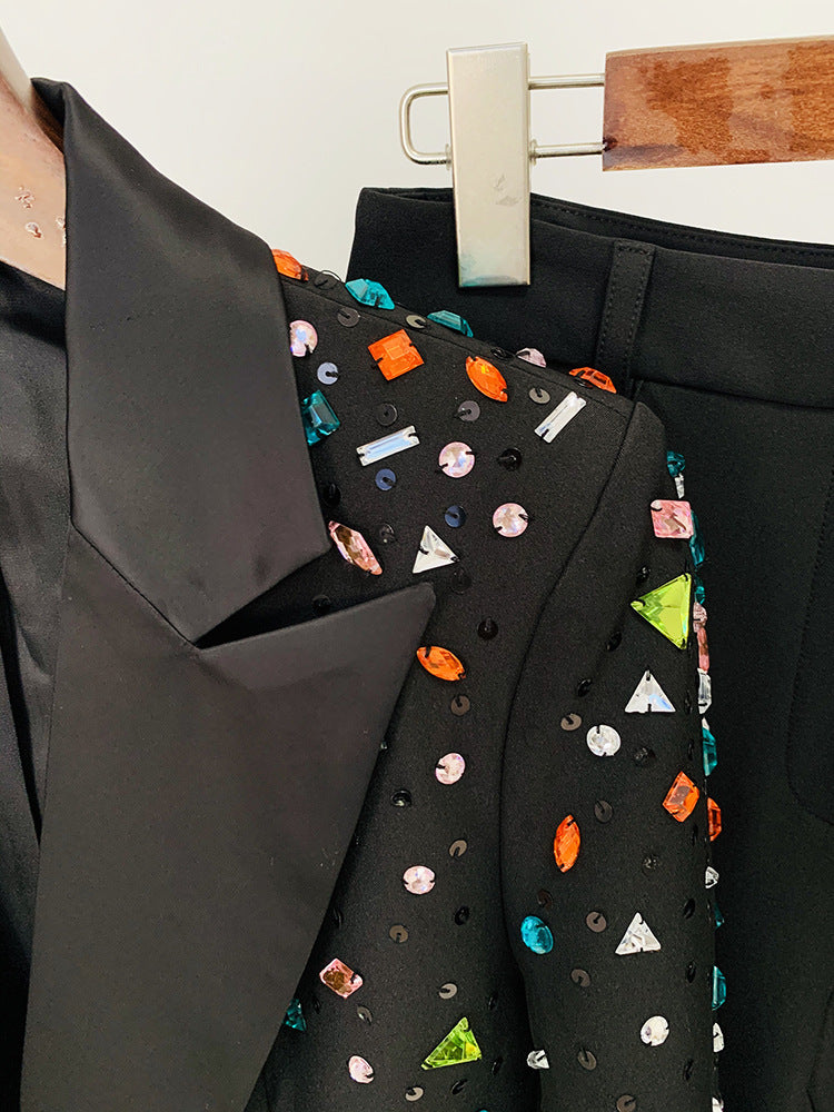embellished tailored blazer suit with straight-leg pants – Fanckjh