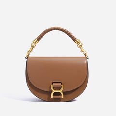 half-moon crossbody bag with top handle and metal buckle - NOLAM