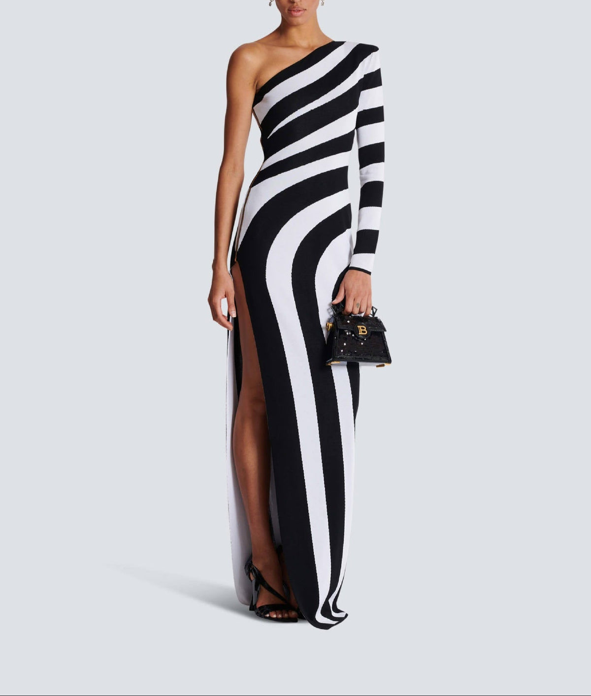 One-shoulder bodycon dress with bold swirl stripes - Zilker