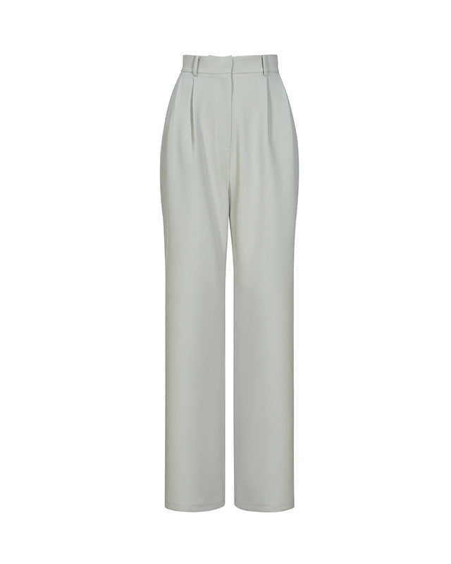 High-waisted tailored pants with front pleats - Nudvi