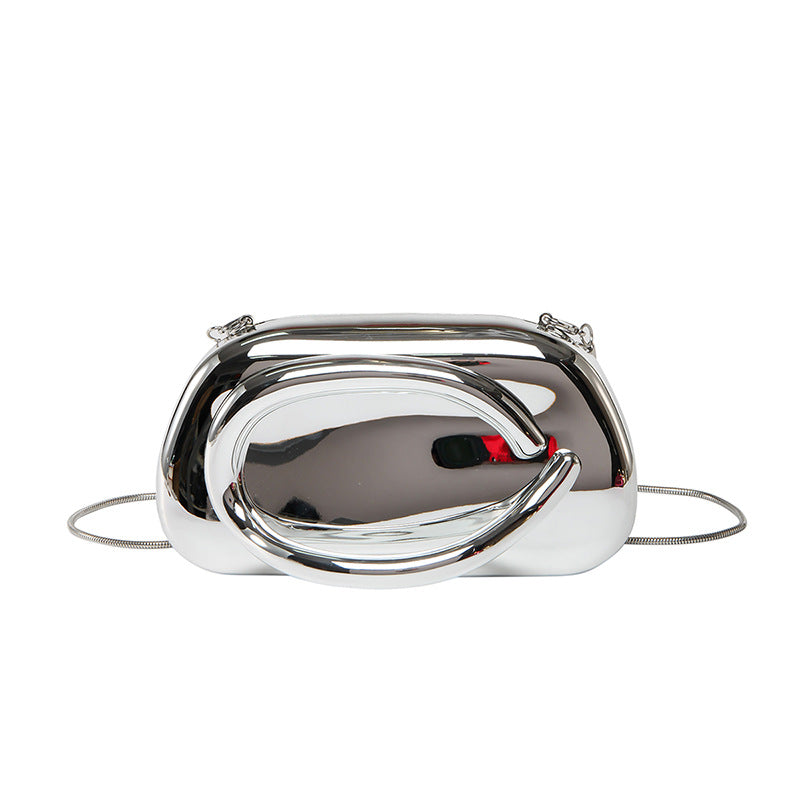 Minimalist clutch with gold curve handle - Artiku