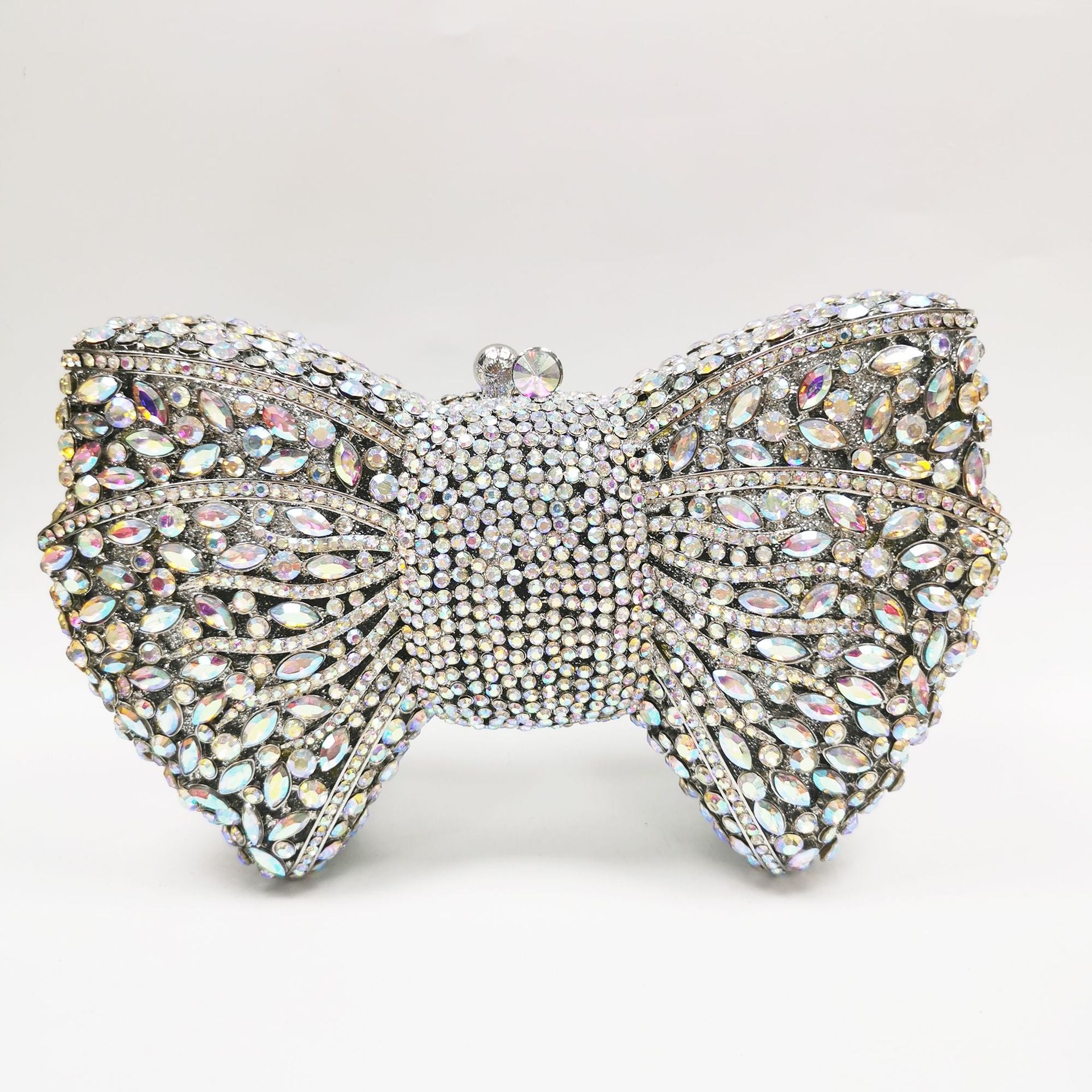 crystal bow-shaped clutch with emerald stones - Efrosini