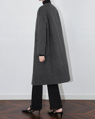 wool-blend coat with ribbed scarf collar - GREYSONY