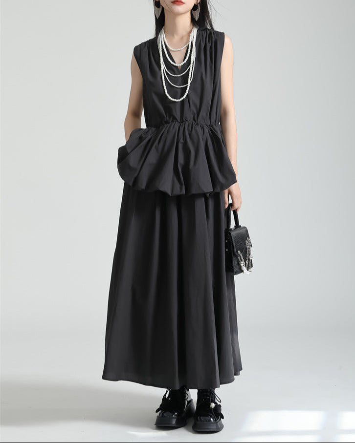 Sleeveless peplum suit with gathered waist - OPHELIW