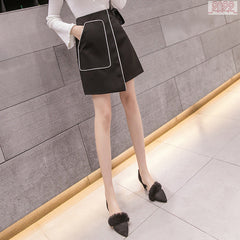 Asymmetric mini skirt with contrast pocket trim – Zinja