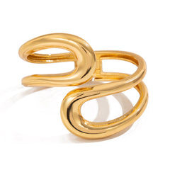 Abstract wave-shaped open cuff bracelet with polished finish – Akjy