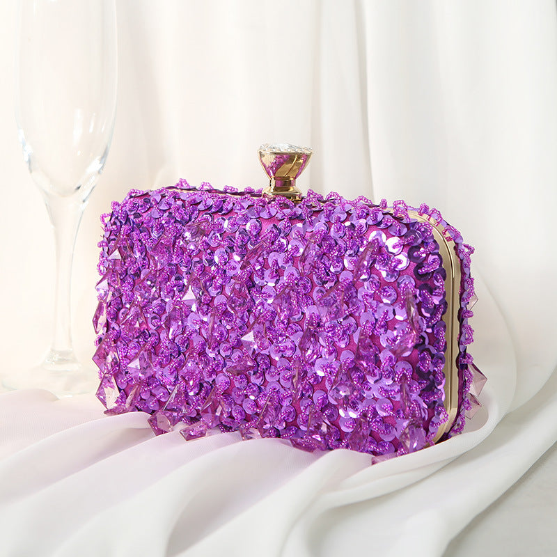Pleated sequin clutch with diamond-shaped clasp - Puty