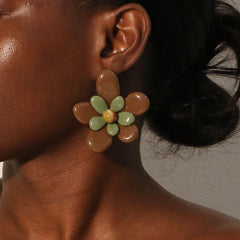 glossy flower stud earring in pastel bloom – MAIA