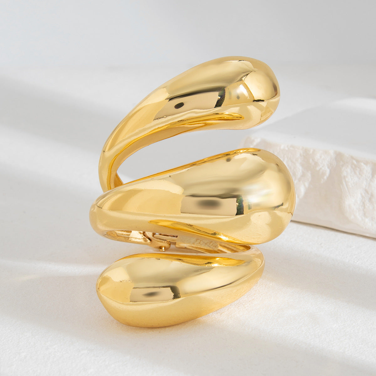 sculpted gold cuff bracelet with oversized molten drops – LUMIA