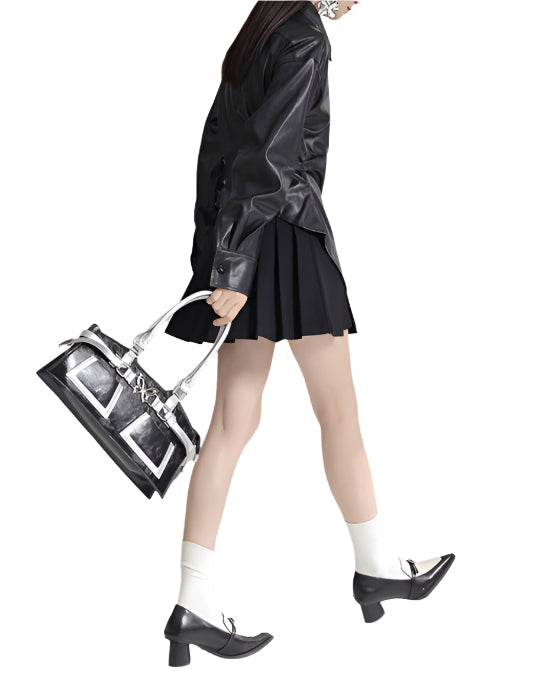 Long-sleeve leather shirt with button-down front - Zurdi