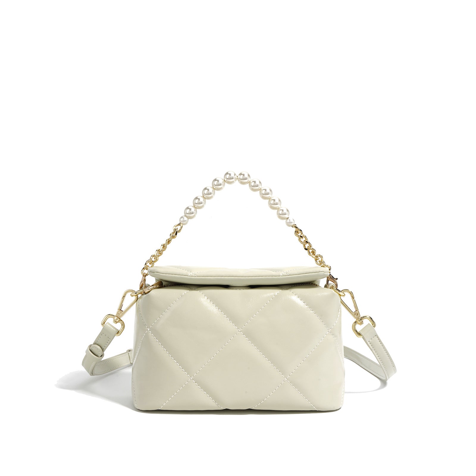 quilted crossbody bag with pearl chain – LIME