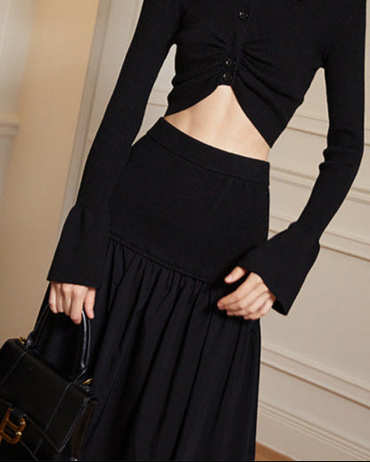 High-waisted pleated skirt with tiered hem - Olji