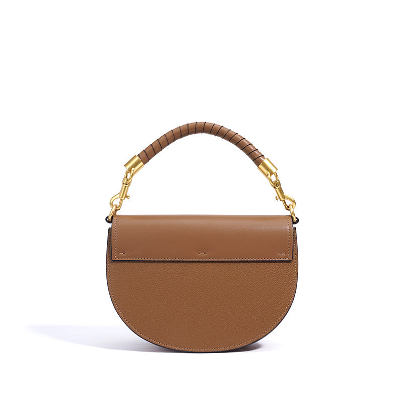 half-moon crossbody bag with top handle and metal buckle - NOLAM