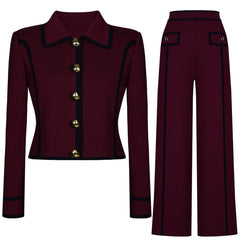 long sleeve tailored suit with contrast piping - DORRAZLI