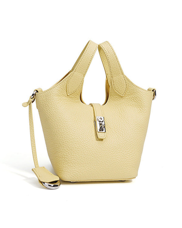 pebble-textured mini tote with top handles - LYRAP