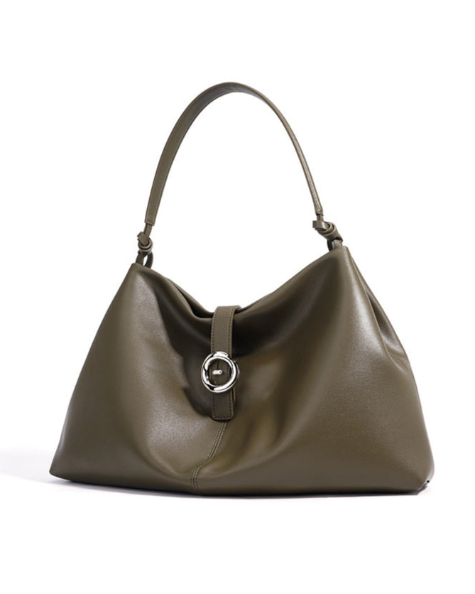 slouchy shoulder bag with circular buckle strap - CASSIAZ