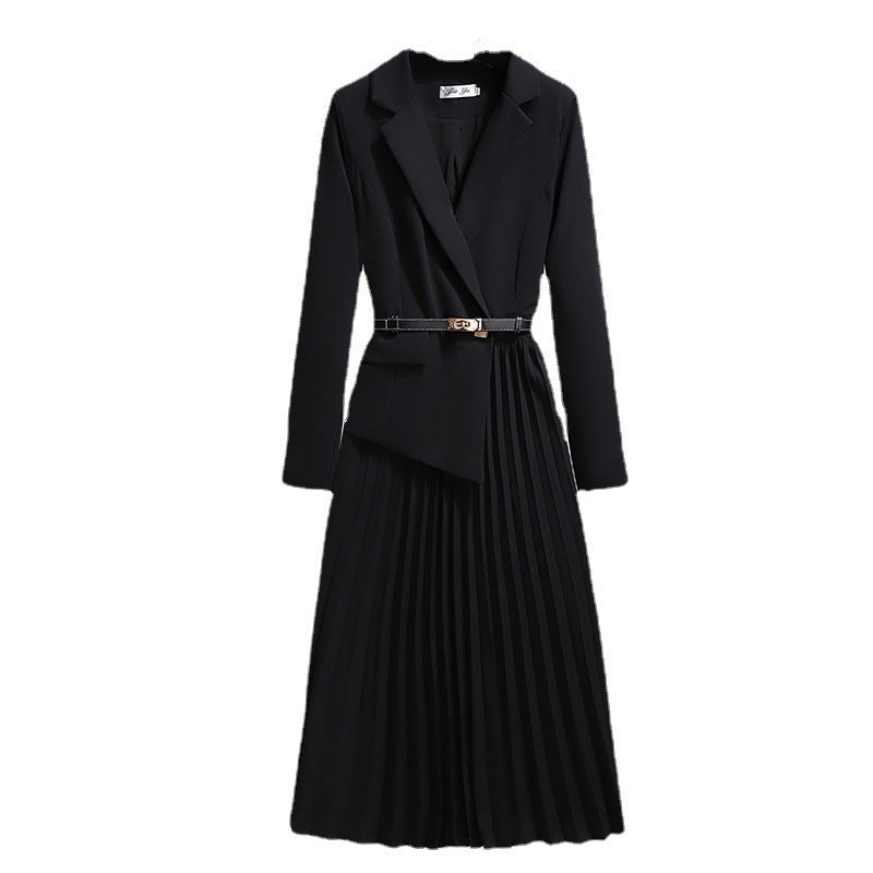 belted blazer dress with pleated skirt – Thyone