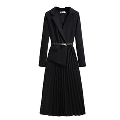 belted blazer dress with pleated skirt – Thyone